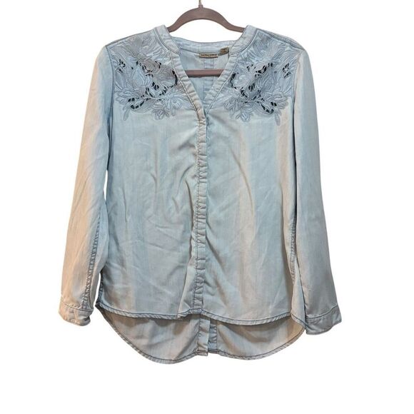 2/$30 Holding Horses Blouse Womens Medium  Embroidered Lace Long Sleeve Boho Top - Picture 1 of 9